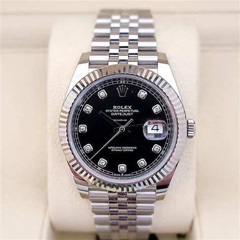 rolex datejust black face diamond dial|rolex datejust diamond bezel 41mm.